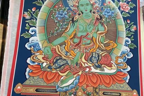 编号188-600769：彩绘唐卡-绿度母（60*45CM左右）