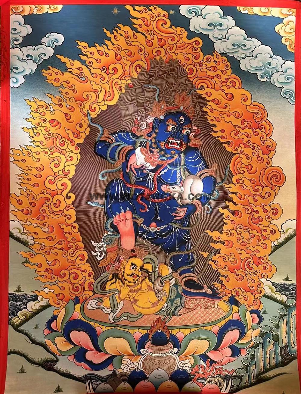 热贡-拉藏·画院：彩绘唐卡-黑财神（60*45CM左右）