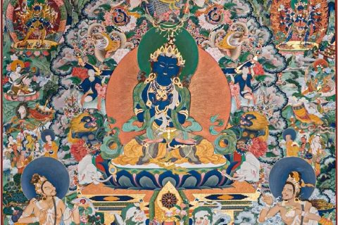 编号188-648240：彩绘唐卡-金刚总持佛（120*90CM左右）