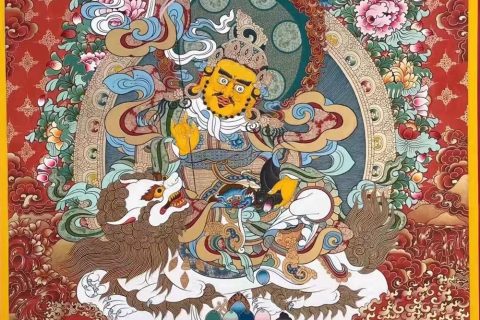 ｜已结缘·可定制｜唐卡寄卖编号：JM·188-684108-财宝天王五色财神珍红财富净土（红唐）