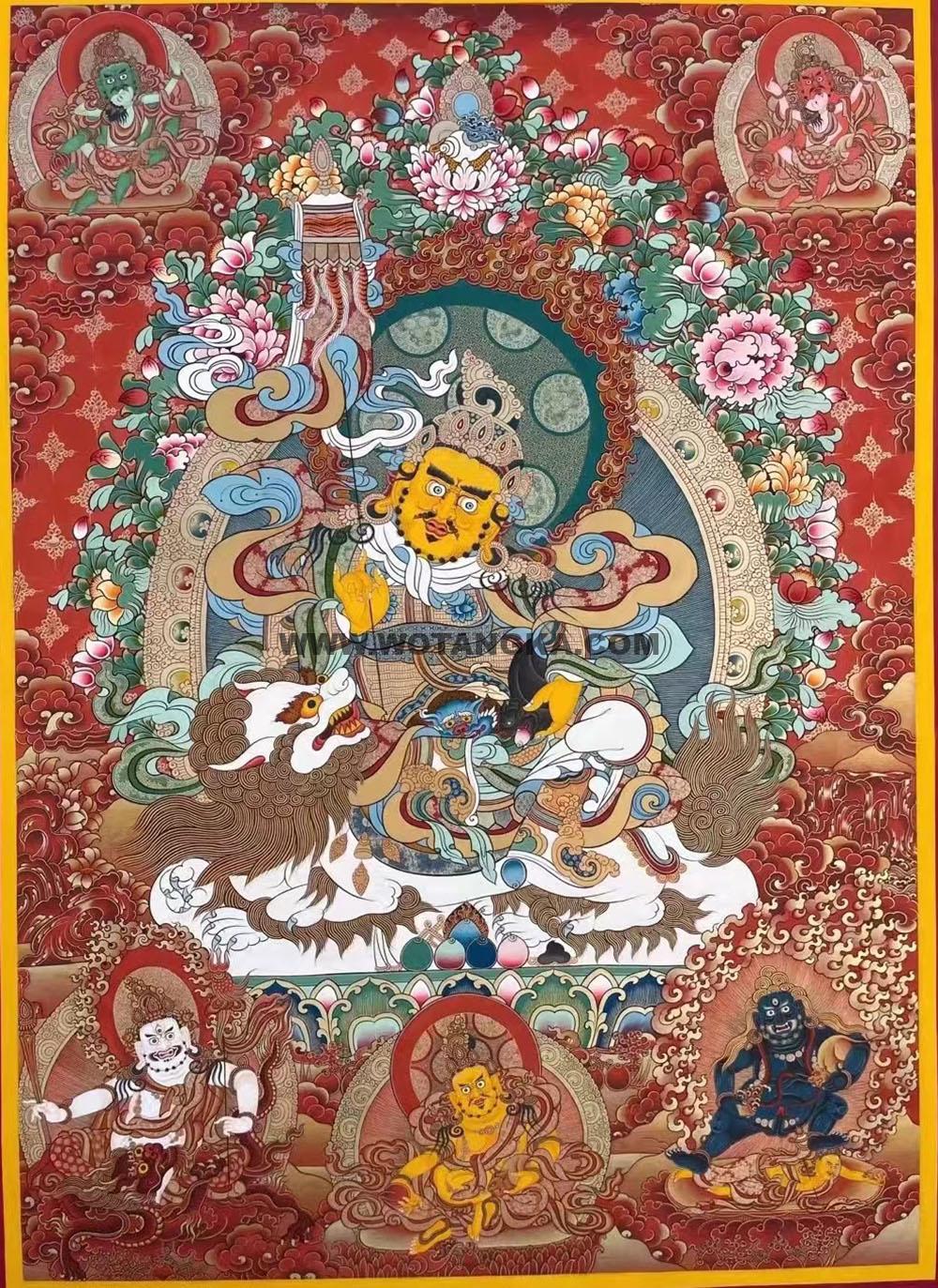 |已结缘·可定制|唐卡寄卖编号:JM·188-684108-财宝天王五色财神珍红财富净土(红唐)