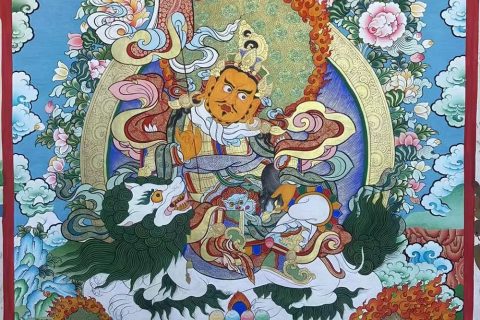 编号188-782485：彩绘唐卡-财宝天王·五方财神（100*70CM左右）
