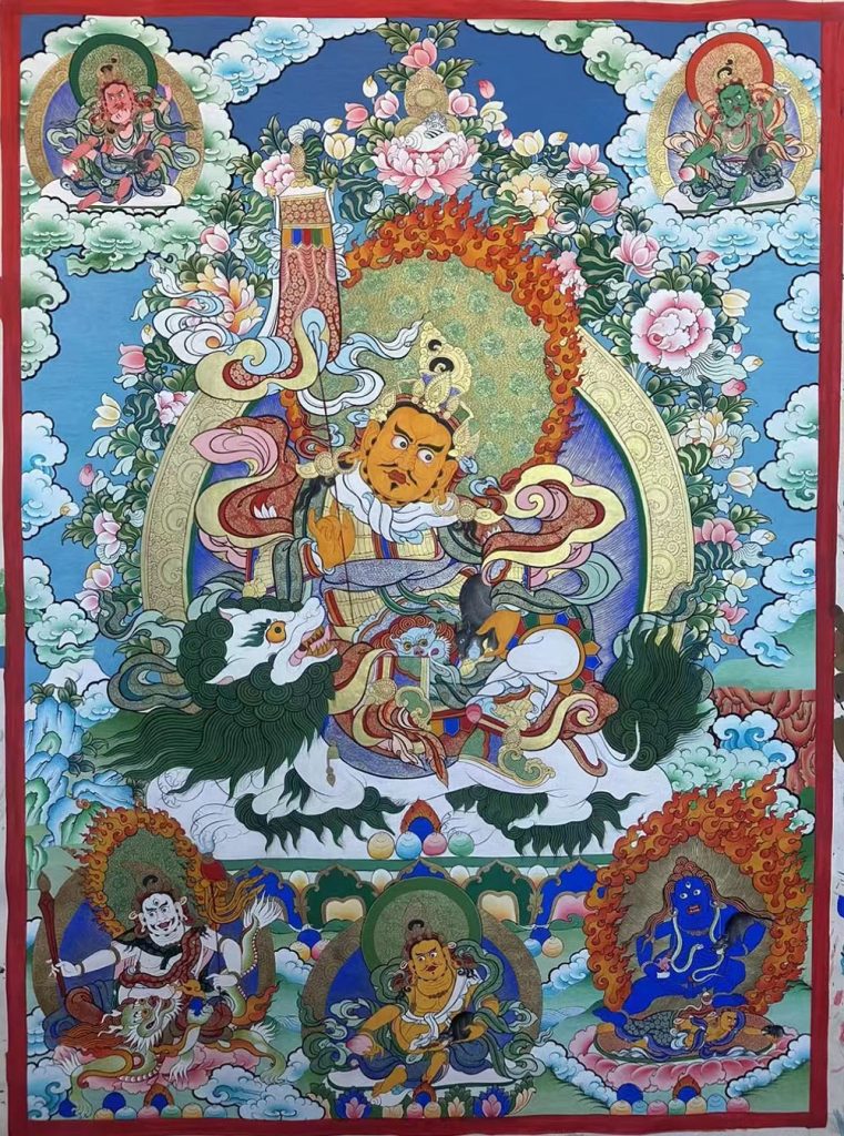 编号188-782485：彩绘唐卡-财宝天王·五方财神（100*70CM左右）