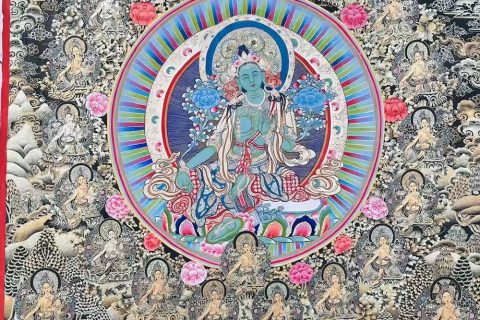 编号188-831203：黑金唐卡-绿度母·二十一度母（120*90CM左右）