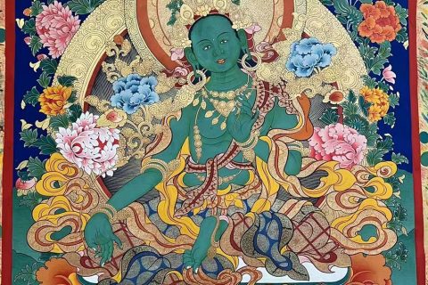 编号188-905748：彩绘唐卡-绿度母（60*45CM左右）