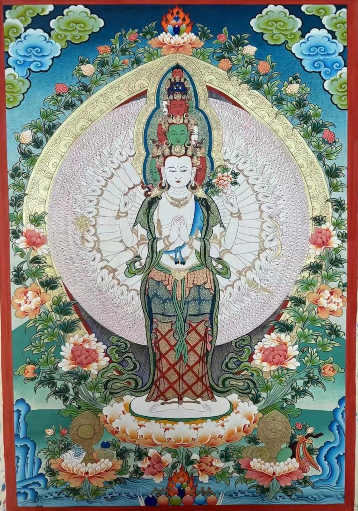 编号188-949228：彩绘唐卡-千手观音（70*50CM左右）