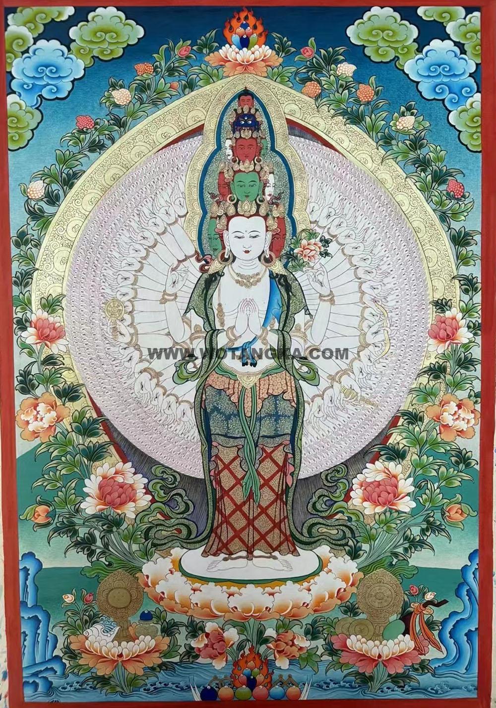 热贡-拉藏·画院：彩绘唐卡-千手观音（70*50CM左右）