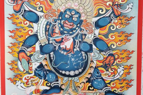编号188-951413：彩绘唐卡-六臂玛哈嘎拉（60*45CM左右）