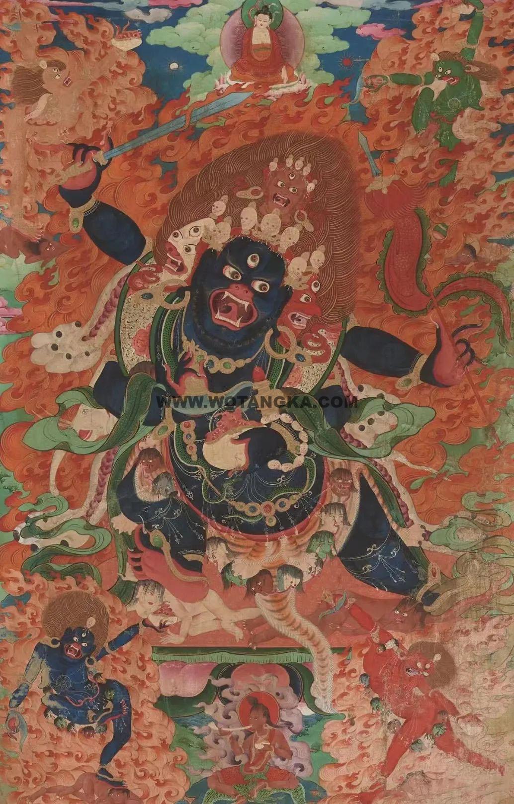 沃唐卡编号AC65631:四面四臂大黑天