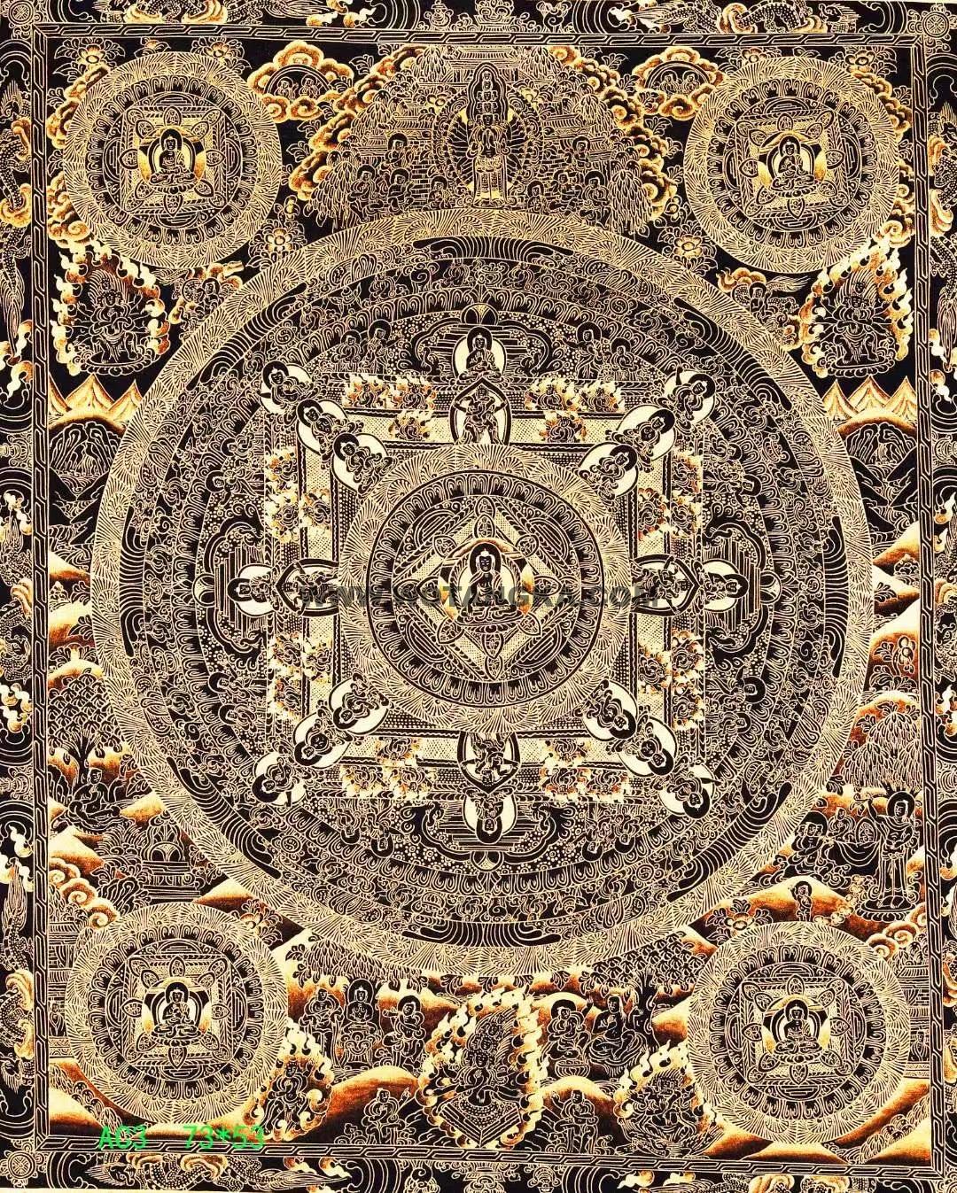 编号138-220258:黑金唐卡-释迦牟尼佛坛城(73*53CM左右)