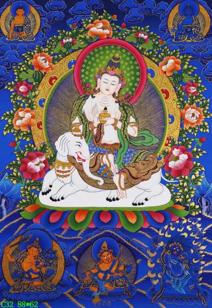 编号138-228409：蓝金唐卡-普贤菩萨（88*62CM左右）
