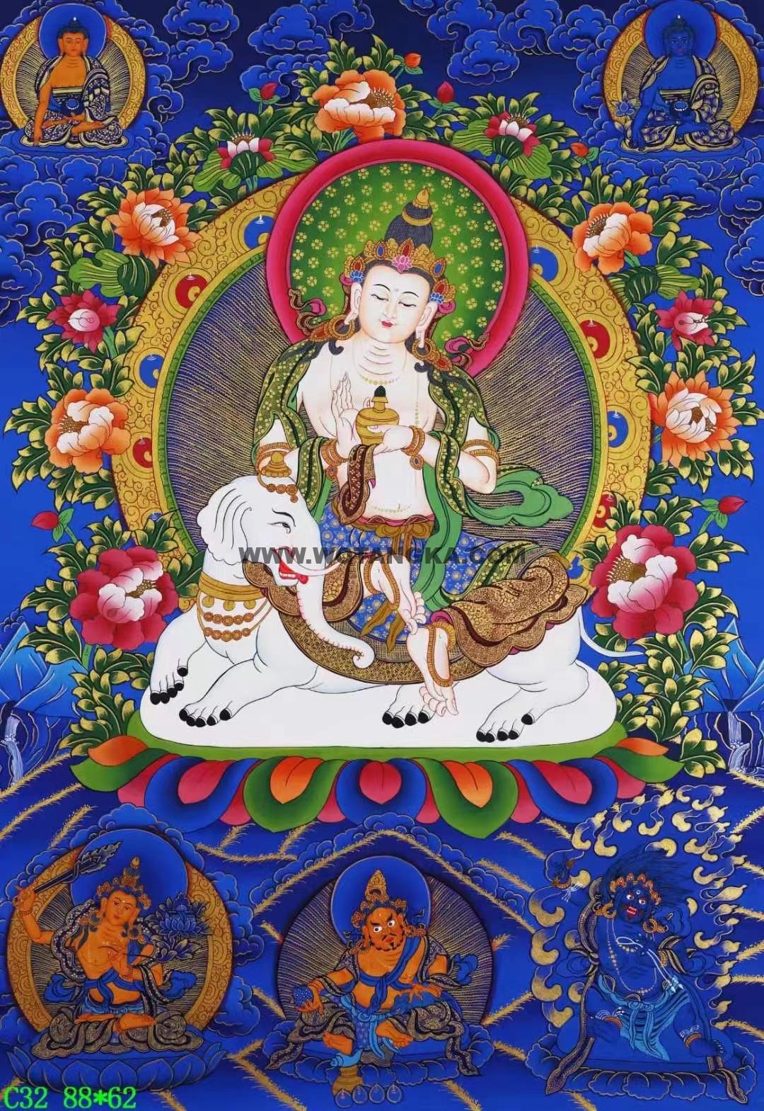 编号138-228409:蓝金唐卡-普贤菩萨(88*62CM左右)