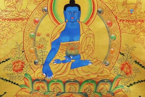 编号138-308849：黄金唐卡-药师佛（75*50CM左右）
