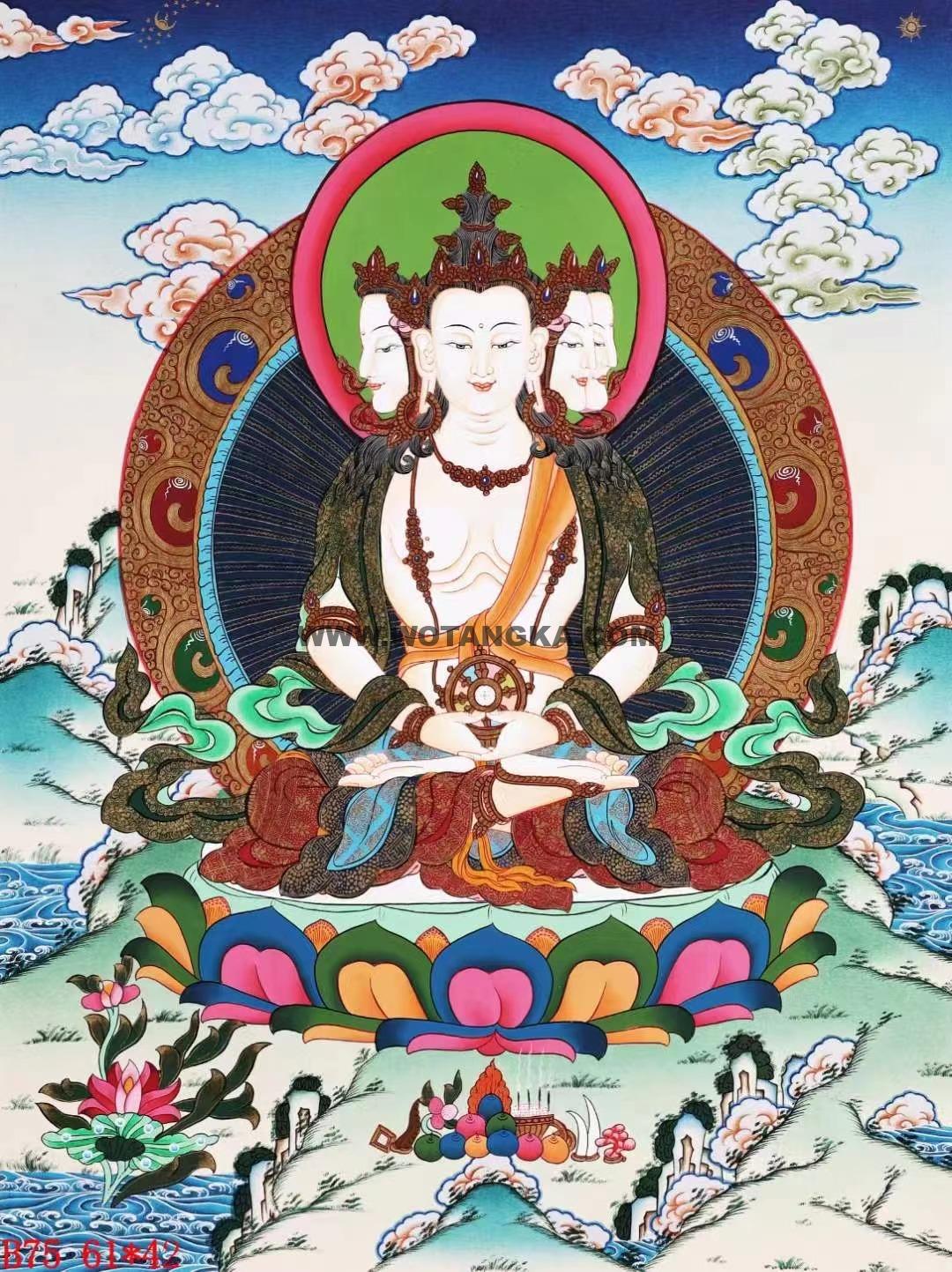 编号138-356883：彩绘唐卡-四面大日如来（61*42CM左右）