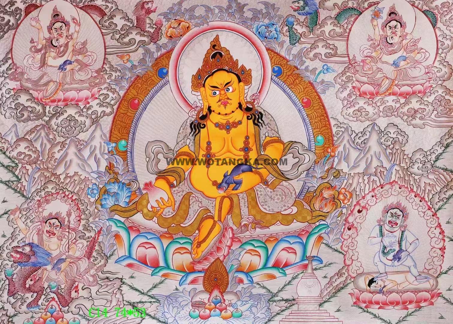 编号138-442249:白银唐卡-五方财神(53*74CM左右)