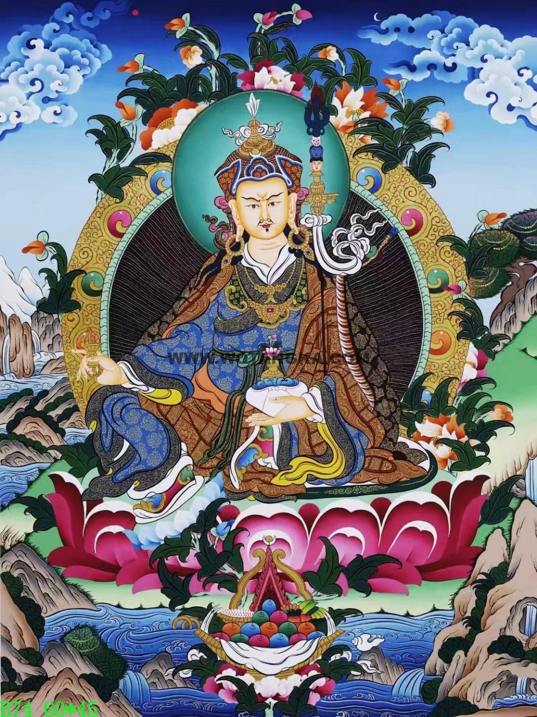 编号138-465008:彩绘唐卡-莲花生大士(60*45CM左右)