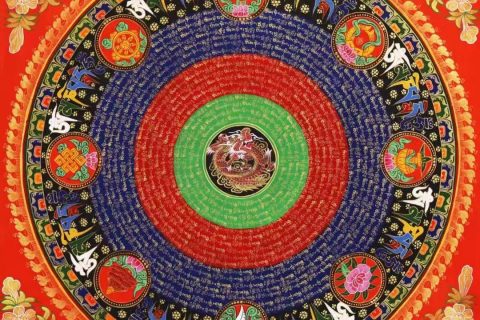 编号138-476299：彩绘唐卡-吉祥八宝坛城（70*70CM左右）