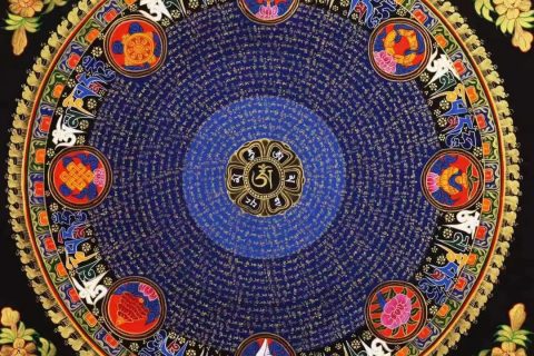 编号138-532144：彩绘唐卡-吉祥八宝坛城（70*70CM左右）