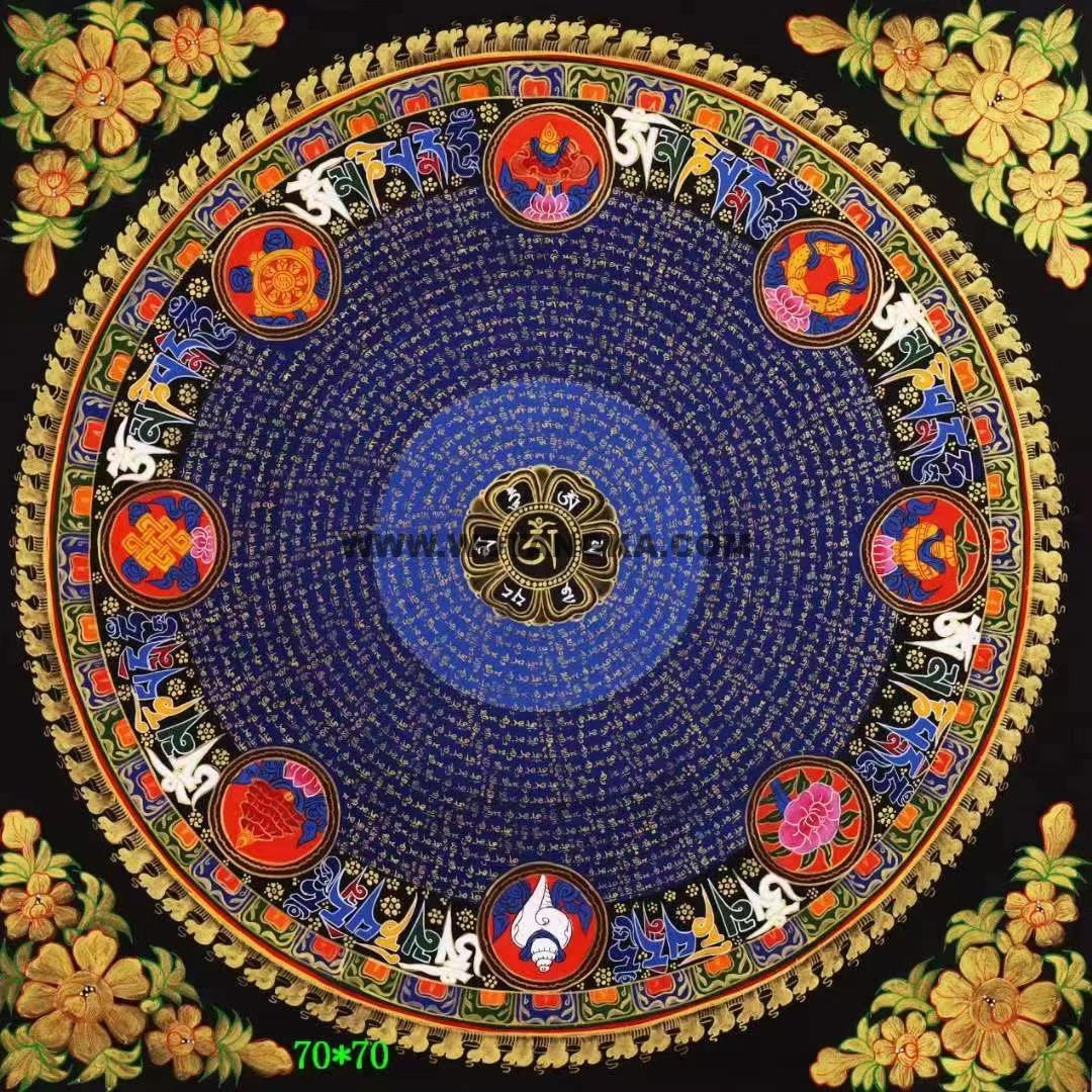 编号138-532144：彩绘唐卡-吉祥八宝坛城（70*70CM左右）