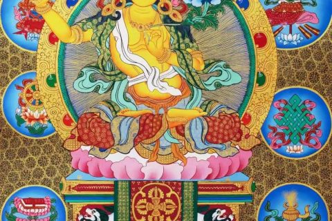 编号138-553590：黑金唐卡-文殊菩萨（76*51CM左右）