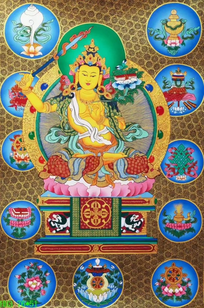 编号138-553590：黑金唐卡-文殊菩萨（76*51CM左右）