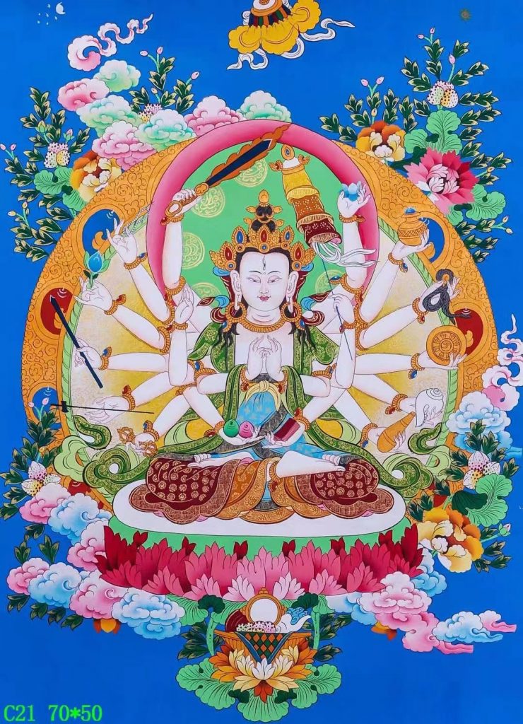 编号138-645458：彩绘唐卡-准提佛母（70*50CM左右）