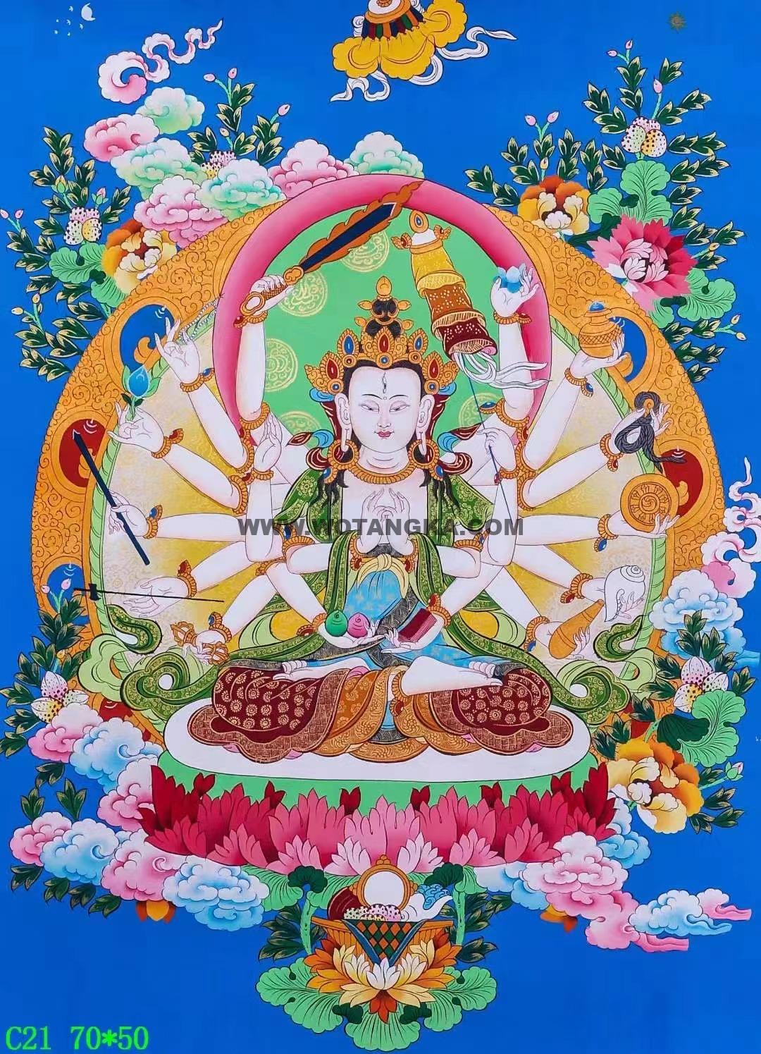 编号138-645458:彩绘唐卡-准提佛母(70*50CM左右)