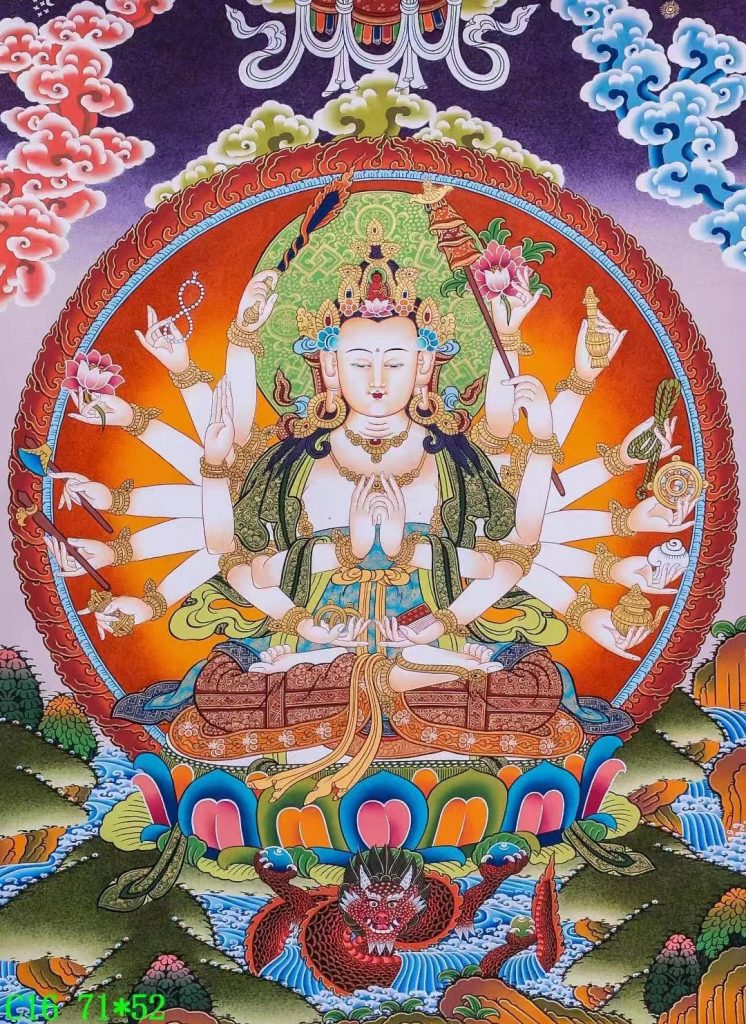 编号138-648376：彩绘唐卡-准提佛母（71*52CM左右）