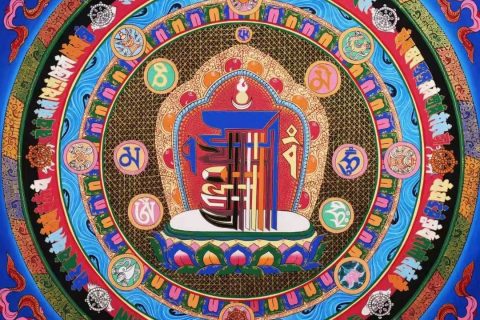 编号138-661186：彩绘唐卡-十相自在坛城（100*100CM左右）