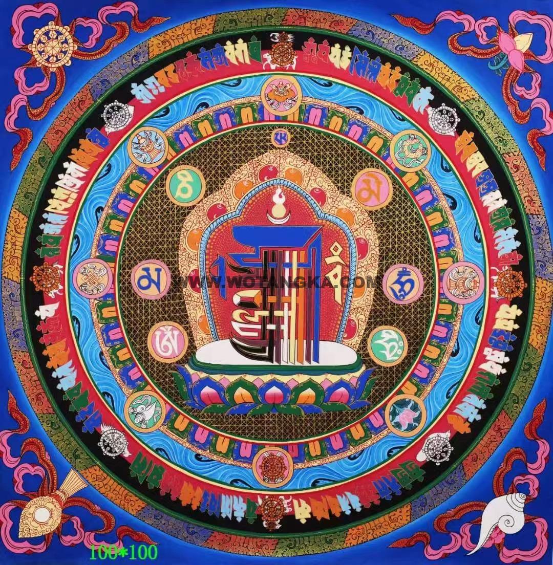 编号138-661186：彩绘唐卡-十相自在坛城（100*100CM左右）