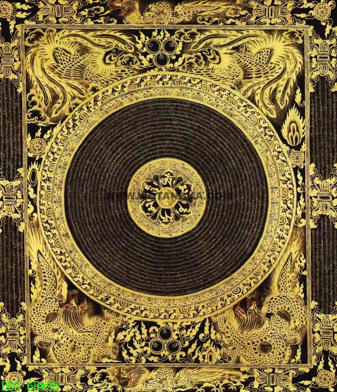 编号138-680984：黑金唐卡-六字真言坛城（70*62CM左右）