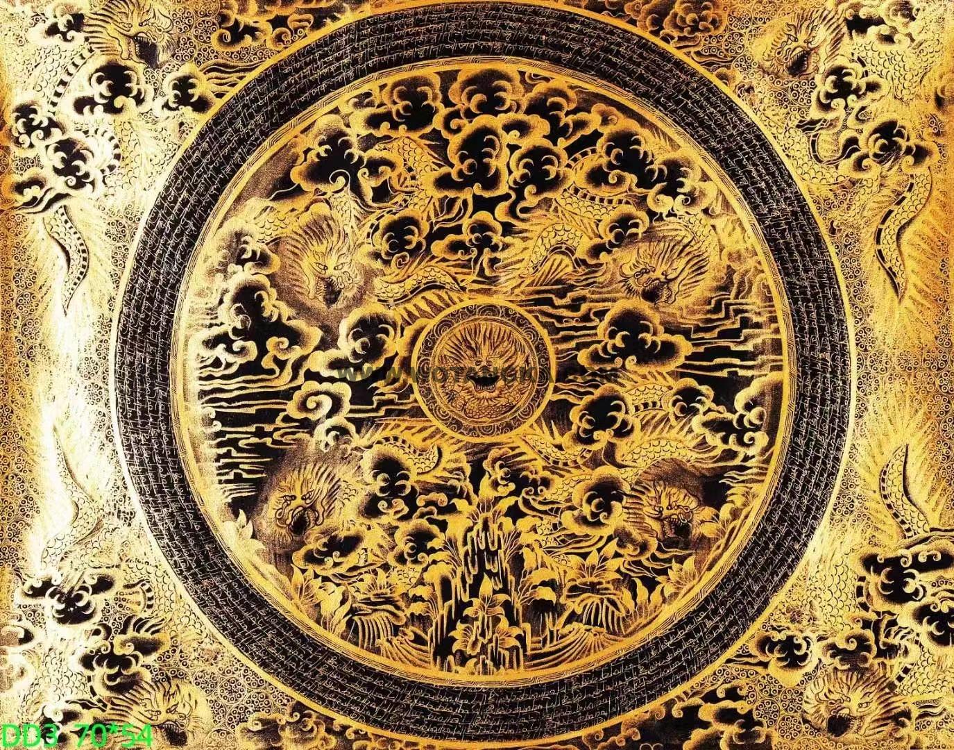 编号138-681417：黑金唐卡-龙坛城（54*70CM左右）