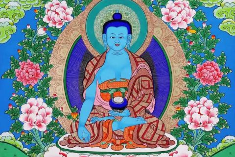 编号138-711199：彩绘唐卡-药师佛（79*61CM左右）