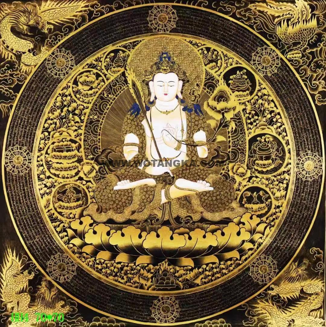 编号138-717176：黑金唐卡-虚空藏菩萨（70*70CM左右）