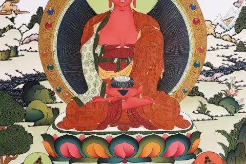 编号138-738155：彩绘唐卡-阿弥陀佛（75*50CM左右）