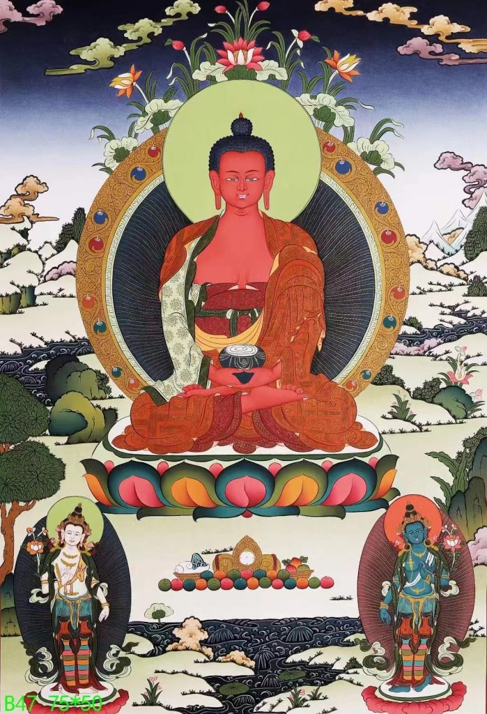 编号138-738155：彩绘唐卡-阿弥陀佛（75*50CM左右）