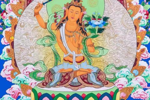 编号138-743495：彩绘唐卡-文殊菩萨（74*50CM左右）