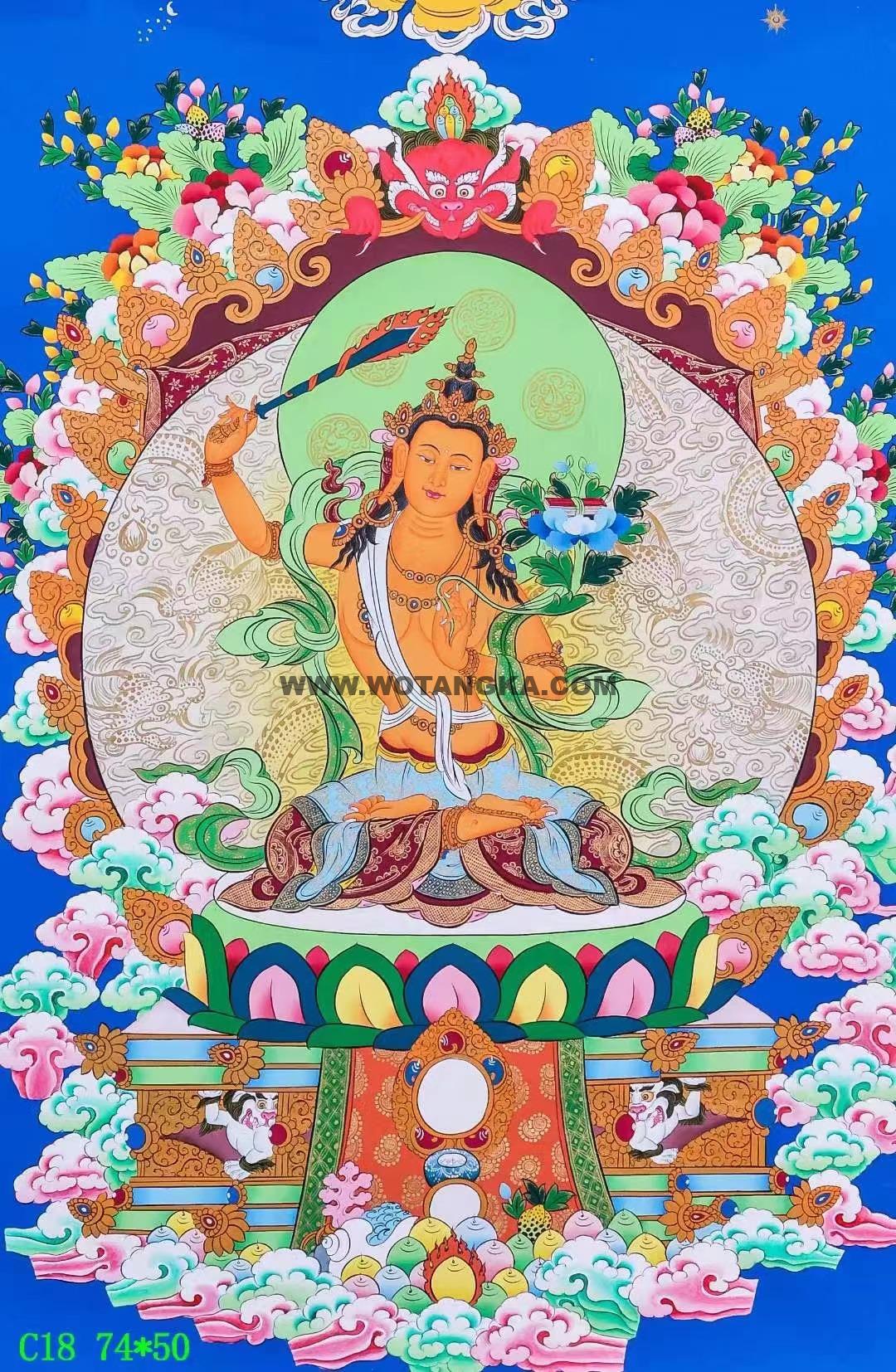 编号138-743495：彩绘唐卡-文殊菩萨（74*50CM左右）