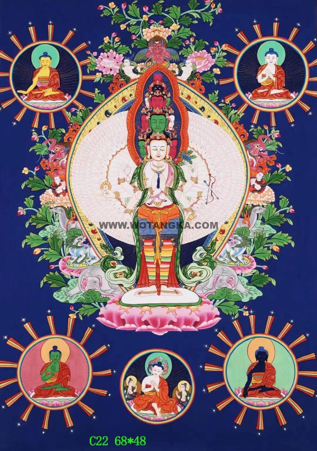 编号138-777636：彩绘唐卡-千手观音（68*48CM左右）