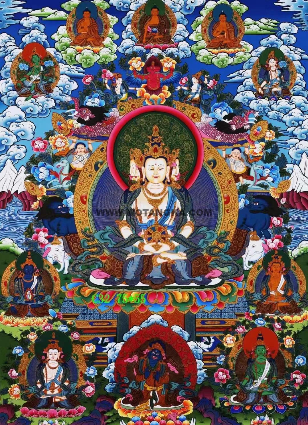 编号138-801606:彩绘唐卡-四面大日如来(75*55CM左右)