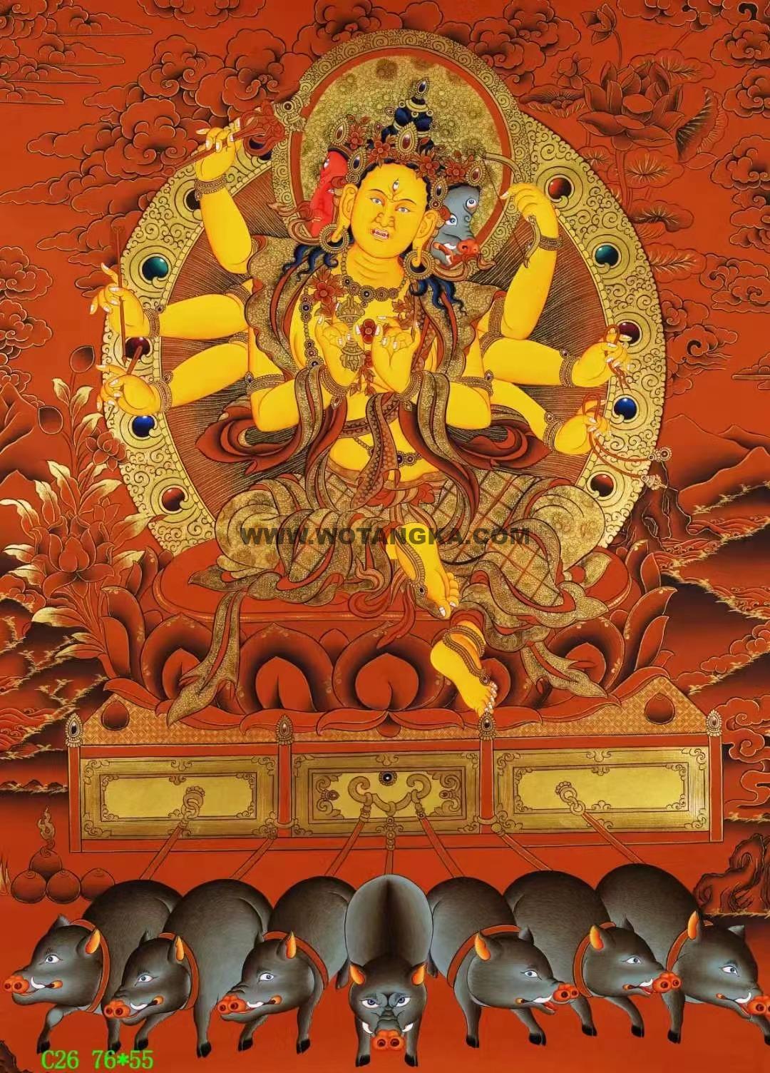 编号138-833344:彩绘唐卡-光明佛母·摩利支天(76*55CM左右)