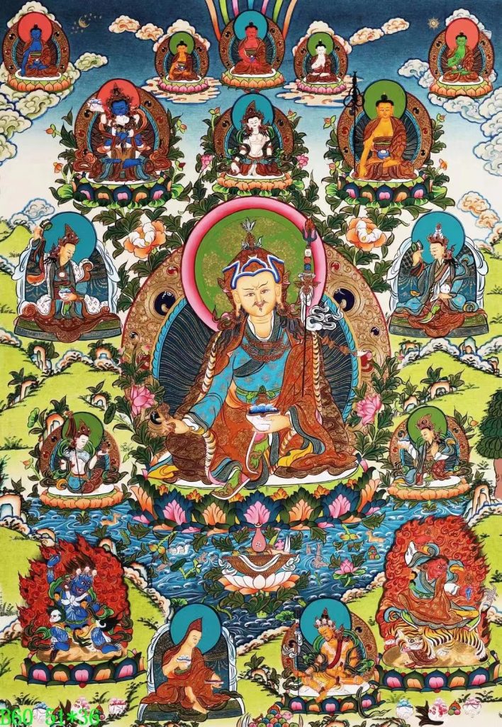 编号138-902913：彩绘唐卡-莲花生大士·莲师八相（51*36CM左右）