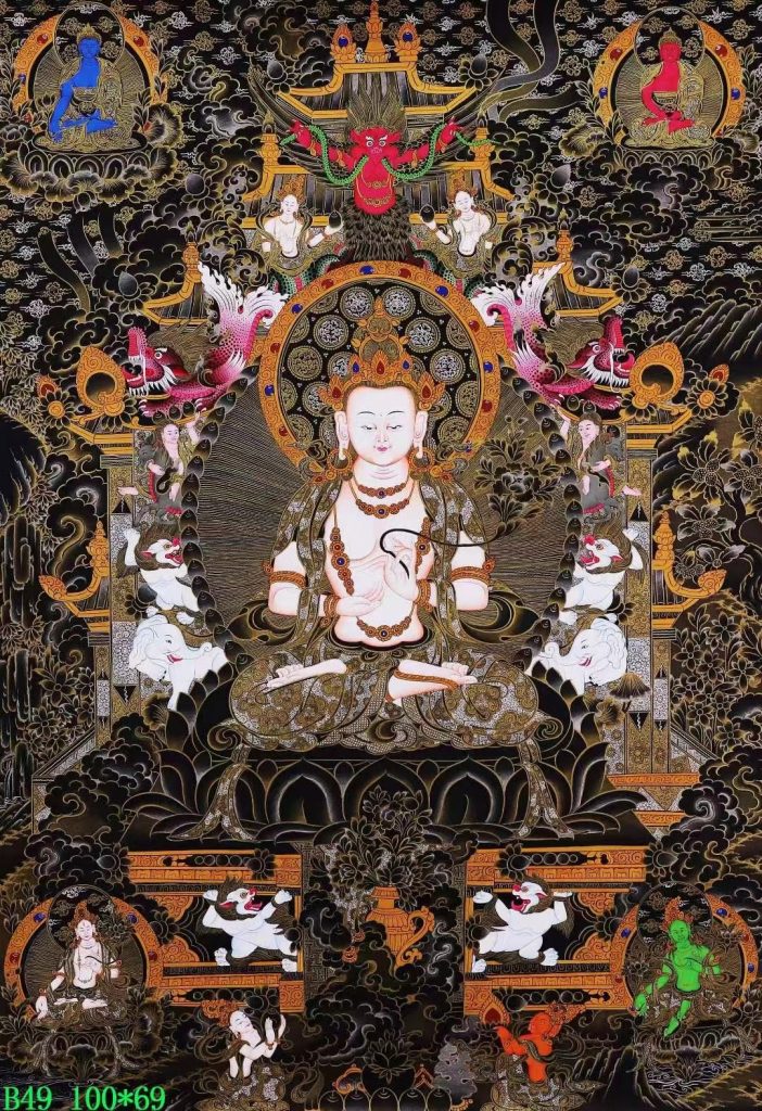 编号138-920006：黑金唐卡-大势至菩萨（100*69CM左右）