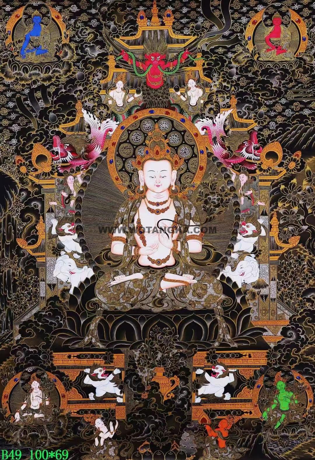 编号138-920006：黑金唐卡-大势至菩萨（100*69CM左右）