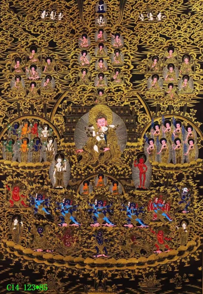 编号138-974105：黑金唐卡-莲花生大士·宁玛派皈依境（123*85CM左右）