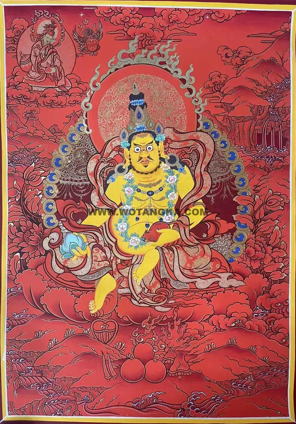 |已结缘·可定制|唐卡寄卖编号:JM·188-173668-黄财神莲师化现火供财富净土(红唐)