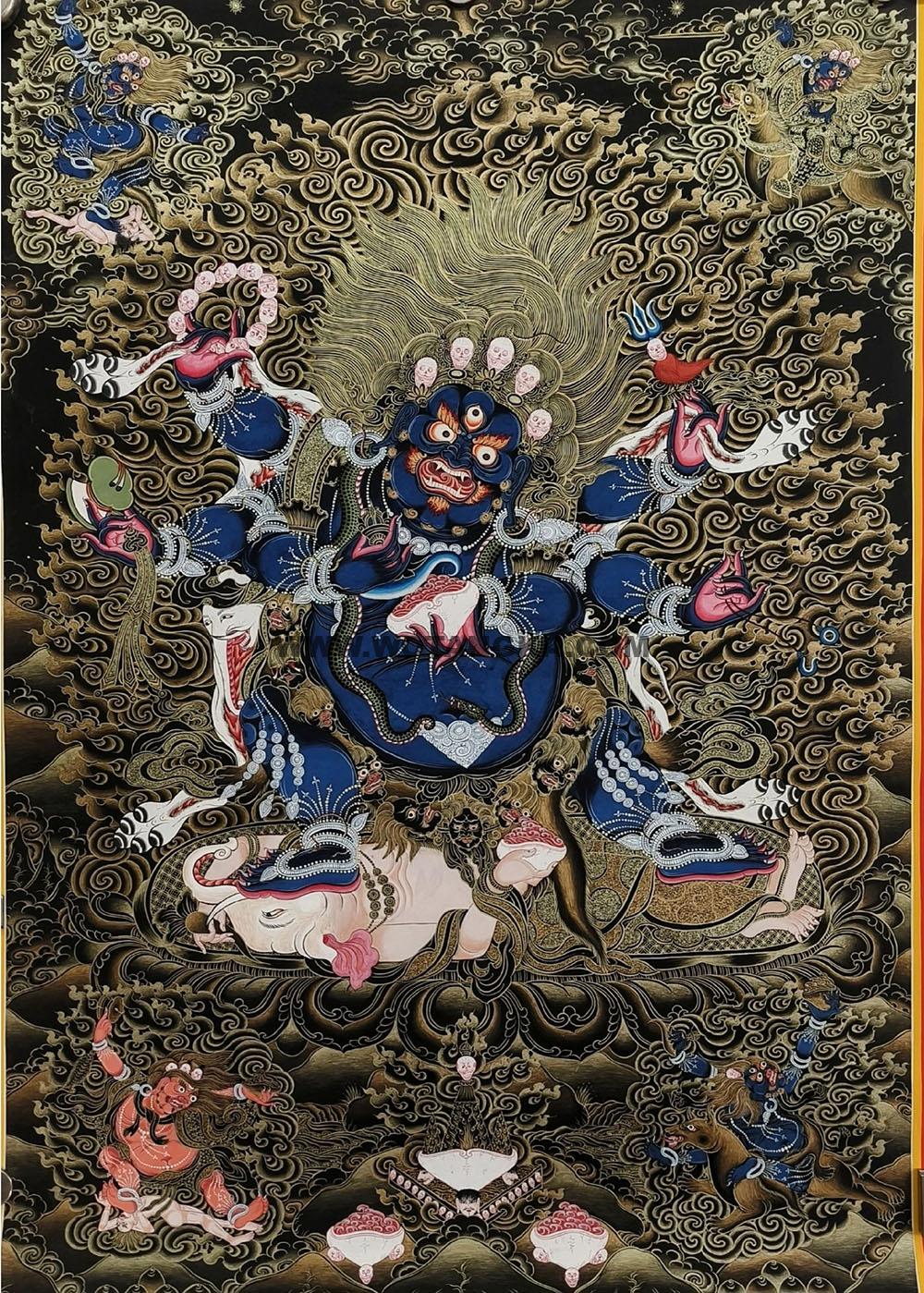 编号188-228850:黑金唐卡-六臂玛哈嘎拉(80*60CM左右)
