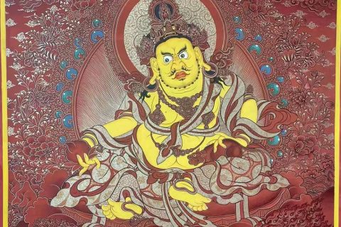 编号188-242502：红金唐卡-五方财神（80*60CM左右）