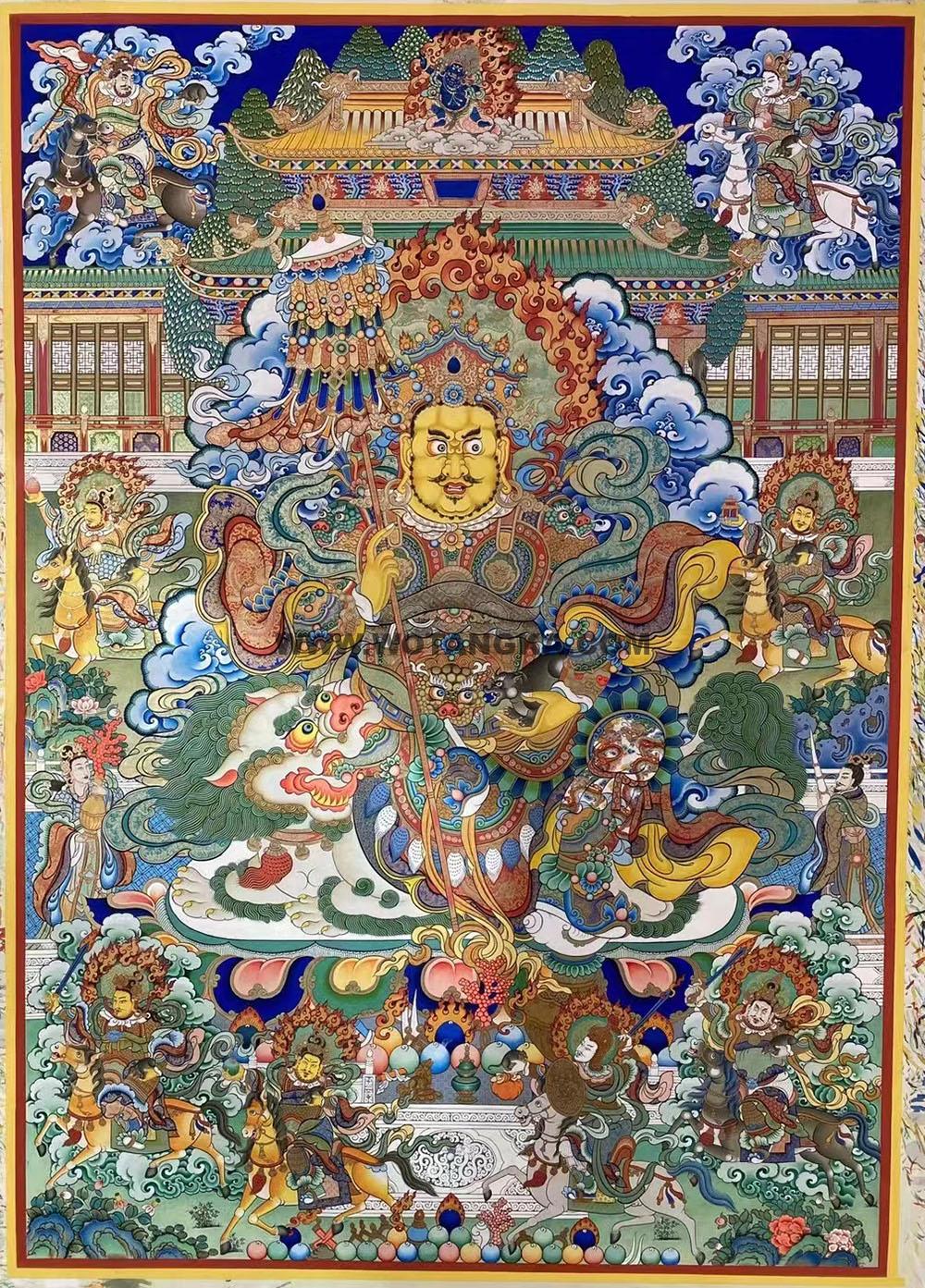 编号188-279784:彩绘唐卡-财宝天王·八马财神(150*90CM左右)