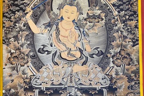 编号188-314299：黑金唐卡-文殊菩萨（60*45CM左右）